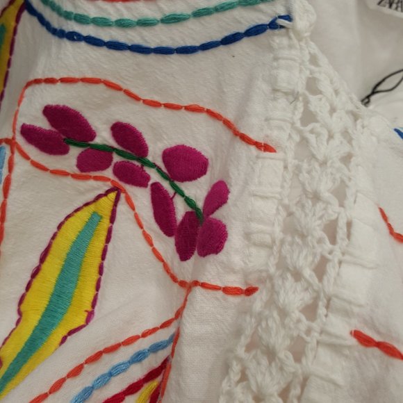 ZARA ! flower cotton floral embroidered kaftan(Medium) - Picture 4 of 8